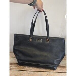 Kate Spade New York Black Pebbled Leather Open Tote Shoulder Handbag